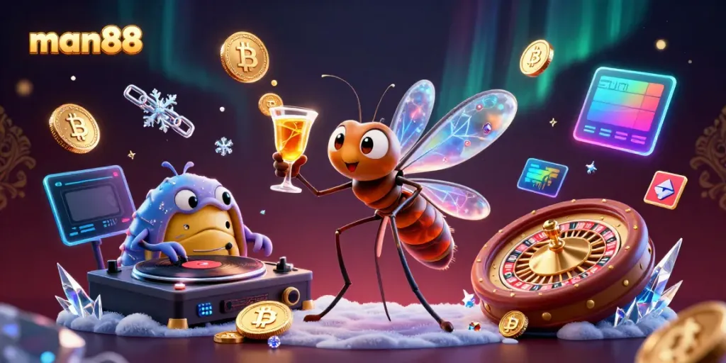 Experience the thrilling vibe of man88 with a lively casino scene featuring unique 3D characters.