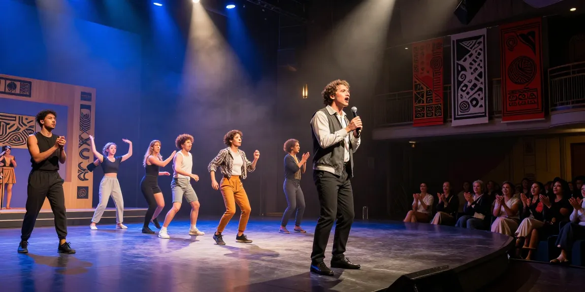 Exciting theater scene featuring rokok88 alternatif performance with diverse actors in a vibrant setting