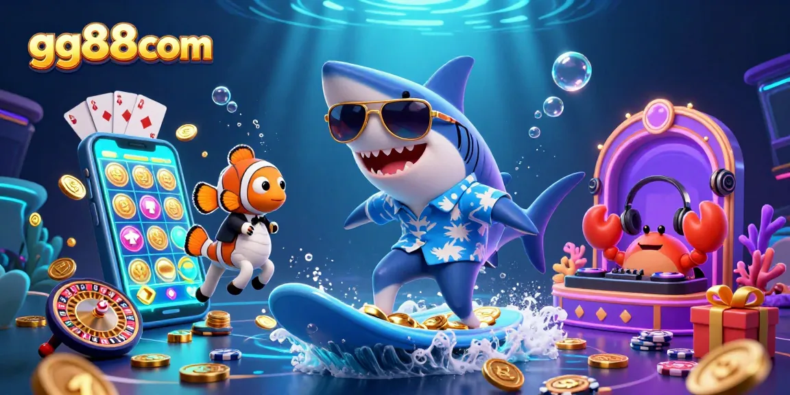 Experience thrilling gaming adventures at gg88com with colorful underwater characters and casino elements.