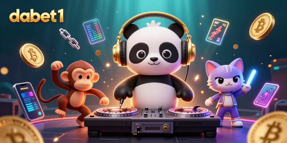 Experience dabet1 live casino excitement with DJ panda and friends in a vibrant, colorful scene.