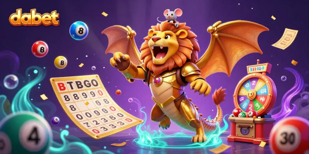 Dabet offers thrilling lottery experiences with dynamic elements in a vibrant casino illustration.