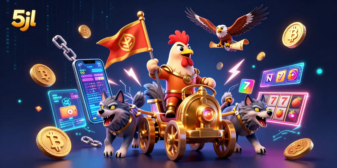 Engage with the thrilling 5jl casino experience featuring a rooster warlord in a vibrant 3D scene.