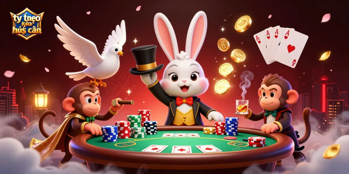 Engage with tỷ lệ kèo nhà cái through a vibrant 3D casino illustration featuring whimsical characters and poker dynamics.