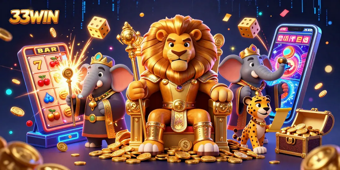 Experience the thrilling games at 33WIN with exciting jackpots and vibrant casino elements!