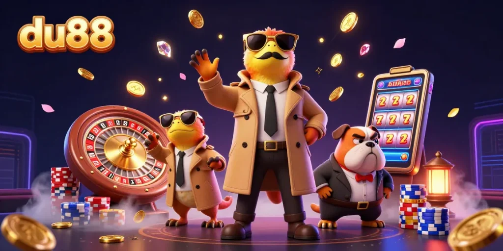 Engaging scene of du88 raptors sneaking into a VIP casino lounge with glamorous elements