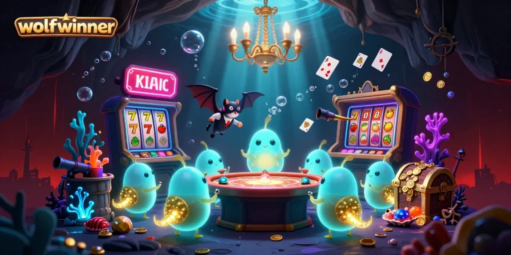 Experience exciting slot gaming at wolfwinner with vibrant 3D glowworms and dazzling treasures.